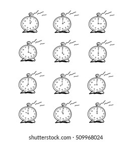 Collection alarm clock ,Vector design use drawing hands