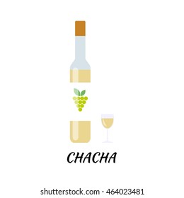 Collection of alcohol bottle chacha in a flat line style - vector illustration.