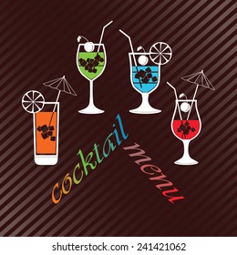 Collection of alcohol cocktails and other drinks