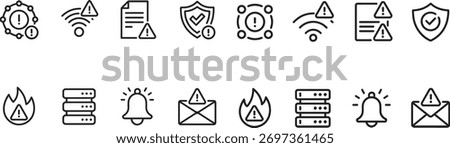 Collection of alert and warning icons for notification and security systems