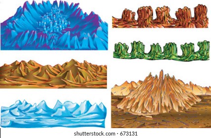 Collection of alien landscape elements, that can be combined into creating landscape images.