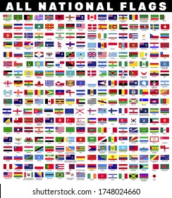 Collection of all national country flags with names flat icon with vector file.