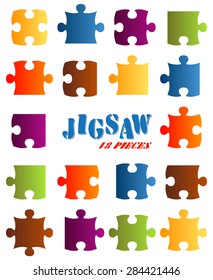 collection of all puzzle parts in different colors
