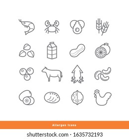 Collection of Allergen Line Icons