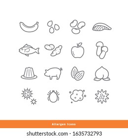 Collection of Allergen Line Icons