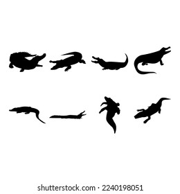 collection of alligator silhouette vector
