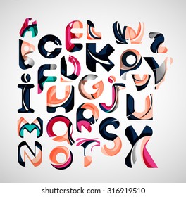 Collection of alphabet letters logos design elements. Business abstract symbol set, flowing overlapping shapes design