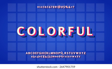 Coleção de letras do alfabeto e elementos numéricos em um estilo colorido. Adequado para design de cartaz, banners, folhetos, marketing, etc.