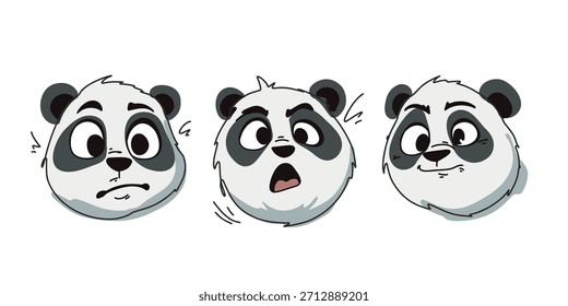 colección de las expresiones de asombro y sorpresa de los pandas