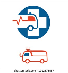 a collection of ambulance icons, icon for ambulance service.