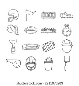 collection of american football icon vector