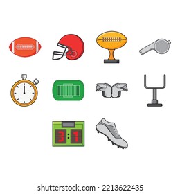 collection of american football icon vector