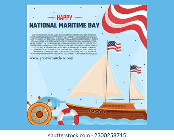 Collection of American National Maritime Day Social Media Poster Templates. Suitable for Social Media Post Ad Design