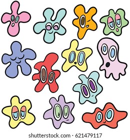 Collection of Amoeba Germ Characters Vector