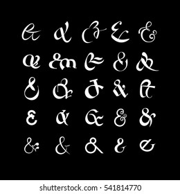 Collection ampersands. Objects isolated on black background.