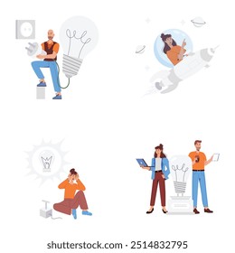 Collection of Analysis and Brainstorming Flat Illustrations  

