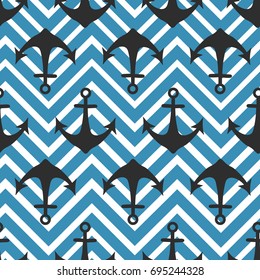 Collection of anchors, seamless pattern with hand drawn icons. Marine background vector. Colorful overlapping backdrop. Decorative wallpaper, good for printing