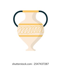 Collection of ancient Greek symbols and artifacts columns, amphorae, busts, laurel wreaths, lyre. Flat vector illustration isolated on background. Greek culture and history architecture