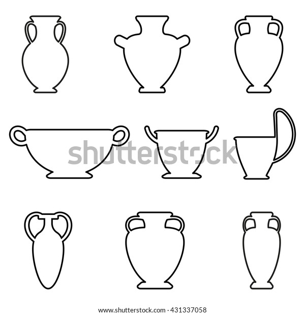 Collection Ancient Greek Vases Amphora Line Stock Vector (Royalty Free ...