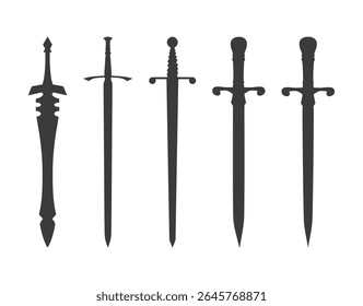 Collection of ancient sword weapon design illustration