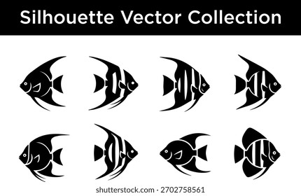 Colección de Siluetas de Pez Ángel Arte vectorial