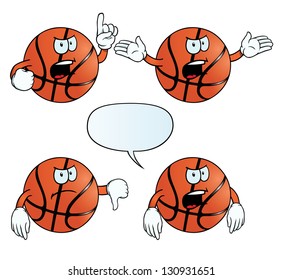Collection of angry basketballs with various gestures.