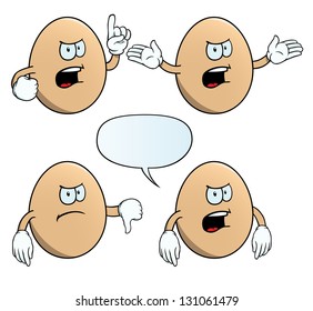 Collection of angry eggs with various gestures.