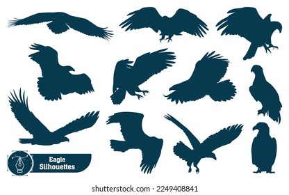 Sammlung von Adlersilhouette in verschiedenen Posen