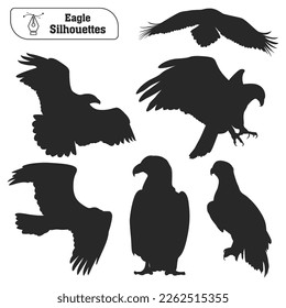 Collection of Animal bird Eagle silhouette in different poses