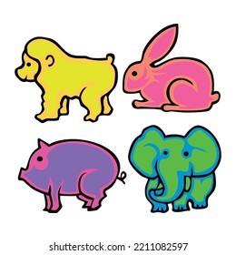 Ansammlung von Tierdoodle-Vektorgrafik
