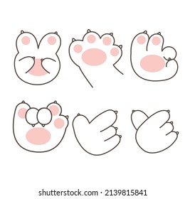 Collection of animal foot cartoon on white background.