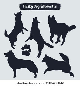 Collection of animal Husky Dog in different positions