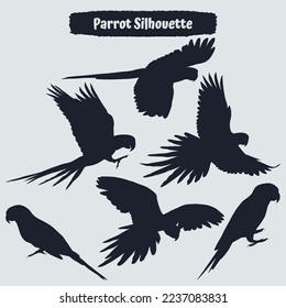 Collection of animal parrot silhouettes vector