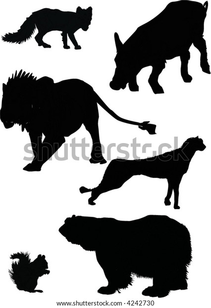 Collection Animal Silhouettes Inclusive Polar Fox Stock Vector (Royalty ...