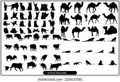 Collection of animal silhouettes on a white background