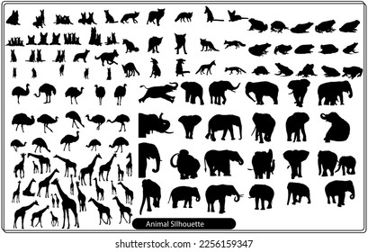 Collection of animal silhouettes on a white background
