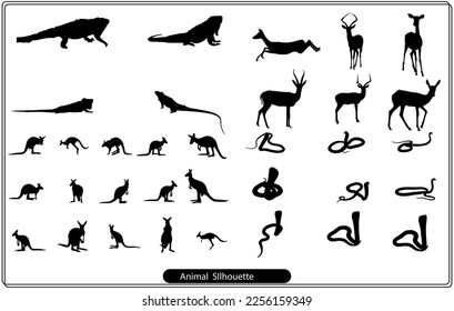 Collection of animal silhouettes on a white background