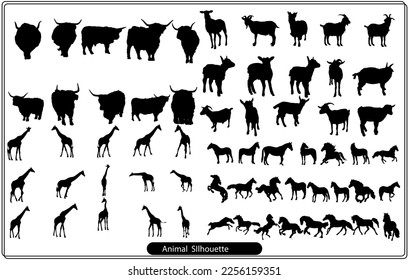 Collection of animal silhouettes on a white background