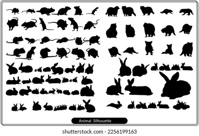 Collection of animal silhouettes on a white background
