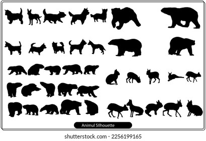 Collection of animal silhouettes on a white background
