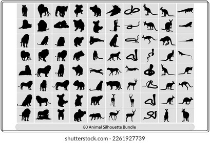 Collection of animal silhouettes on a white background