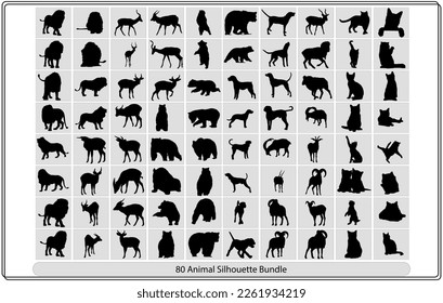 Collection of animal silhouettes on a white background