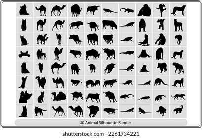 Collection of animal silhouettes on a white background