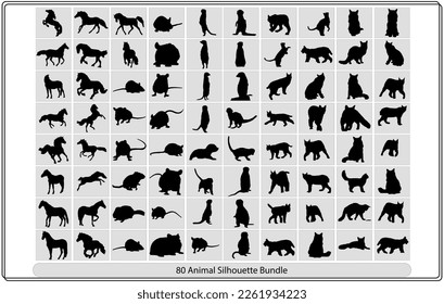 Collection of animal silhouettes on a white background