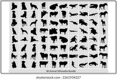 Collection of animal silhouettes on a white background