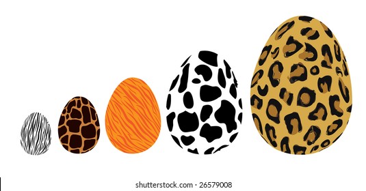 a collection of animal skin pattern egg