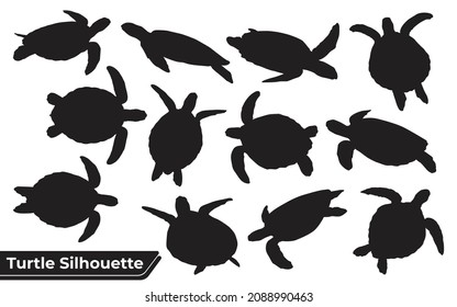 Collection of animal Turtle Silhouette in different poses