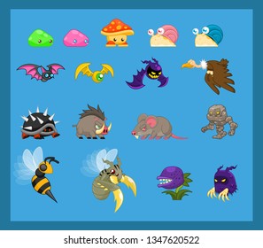 Collection of animals, beast, and monster character illustration