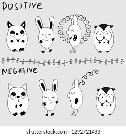 Collection animals with positive and negative emotions.