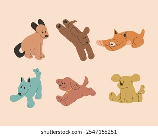 a collection of animals from the wild animal kingdom. Cute puppy. Puppy napping or running.